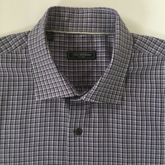 Saks Fifth Avenue Plaid Long Sleeve Button Up Shirt - Picture 2 of 7